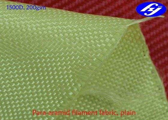 Il tessuto ibrido 1500D 200GSM di Aramid del carbonio giallo Plain il tessuto balistico del Kevlar