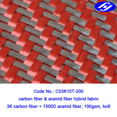 Tessuto rosso nero/rosso del tessuto 200gsm il Kevlar Para Aramid di Aramid del carbonio della saia 2x2