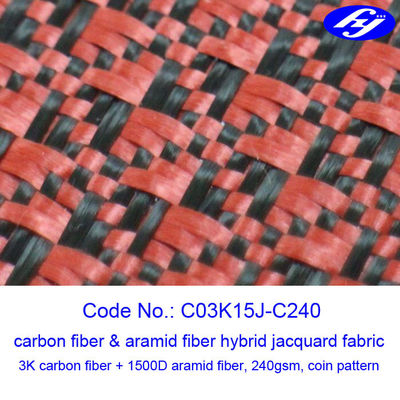 Filato della fibra del filamento tessuto tessuto di Aramid del carbonio del modello della moneta del jacquard