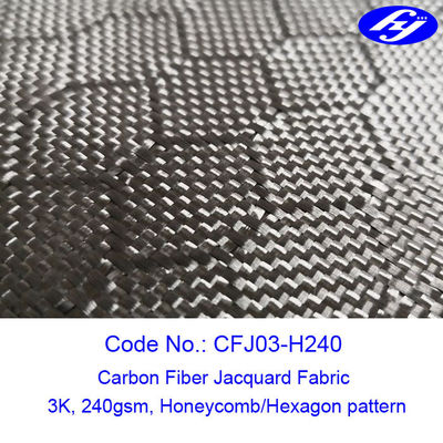 Tessuto del jacquard della fibra di nero di carbonio del modello 3K esagono/del favo