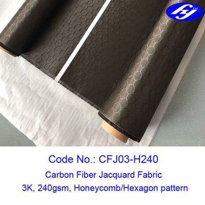 Tessuto del jacquard della fibra del carbonio del modello 3K esagono/del favo per le parti composite